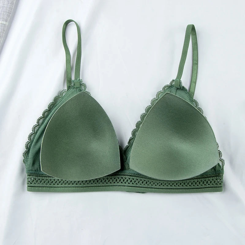 Sexy Woman Bra Floral Lace Bra Wire Free Bralette Lingerie Female Seamless Unpadded Transparent Intimates Triangle Relax Bras