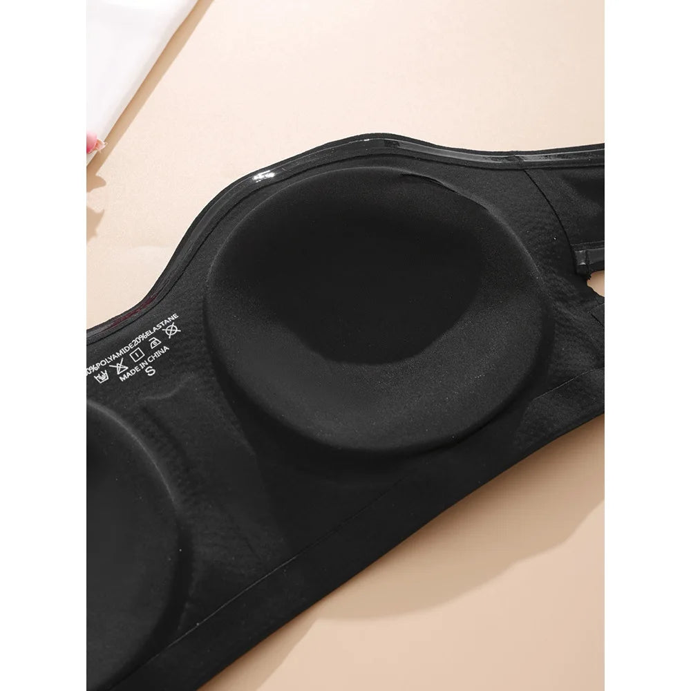 Women's Sexy Strapless Push Up Bra Removable Padded Seamless Ice Silk Top Women Invisible Beauty Back Anti-slip Off-shoulder Bra
