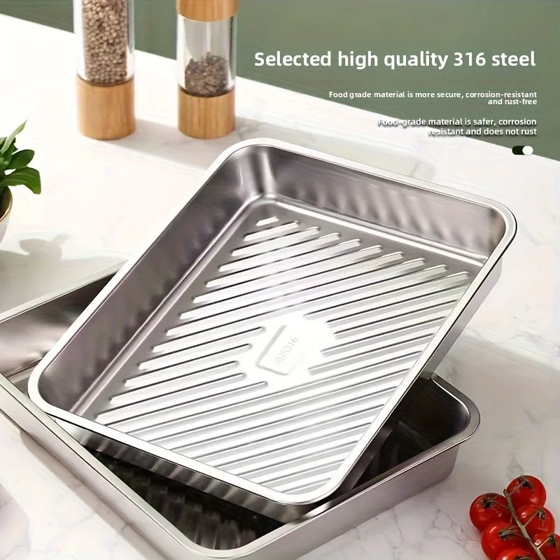 Pro Stainless Baking Trays! 3pcs with Lids - Non-Stick & Easy-Clean. Perfect for Roasting Veggies/Meats. Home & Restaurant Grade