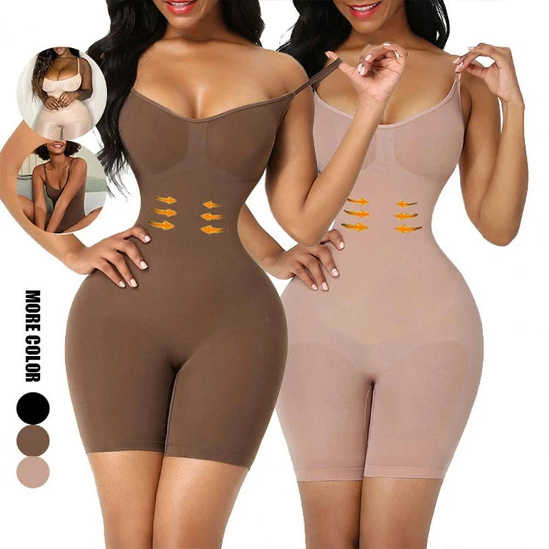 Women Waist Trainer Butt Lifter Seamless Bodysuit Shapewear Body Shaper Strappy-Back Chest Enhancing Corrective Underwear Corset
