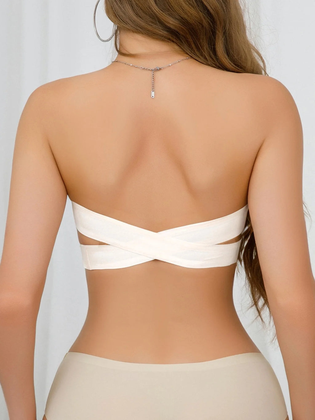 Women's Sexy Strapless Push Up Bra Removable Padded Seamless Ice Silk Top Women Invisible Beauty Back Anti-slip Off-shoulder Bra
