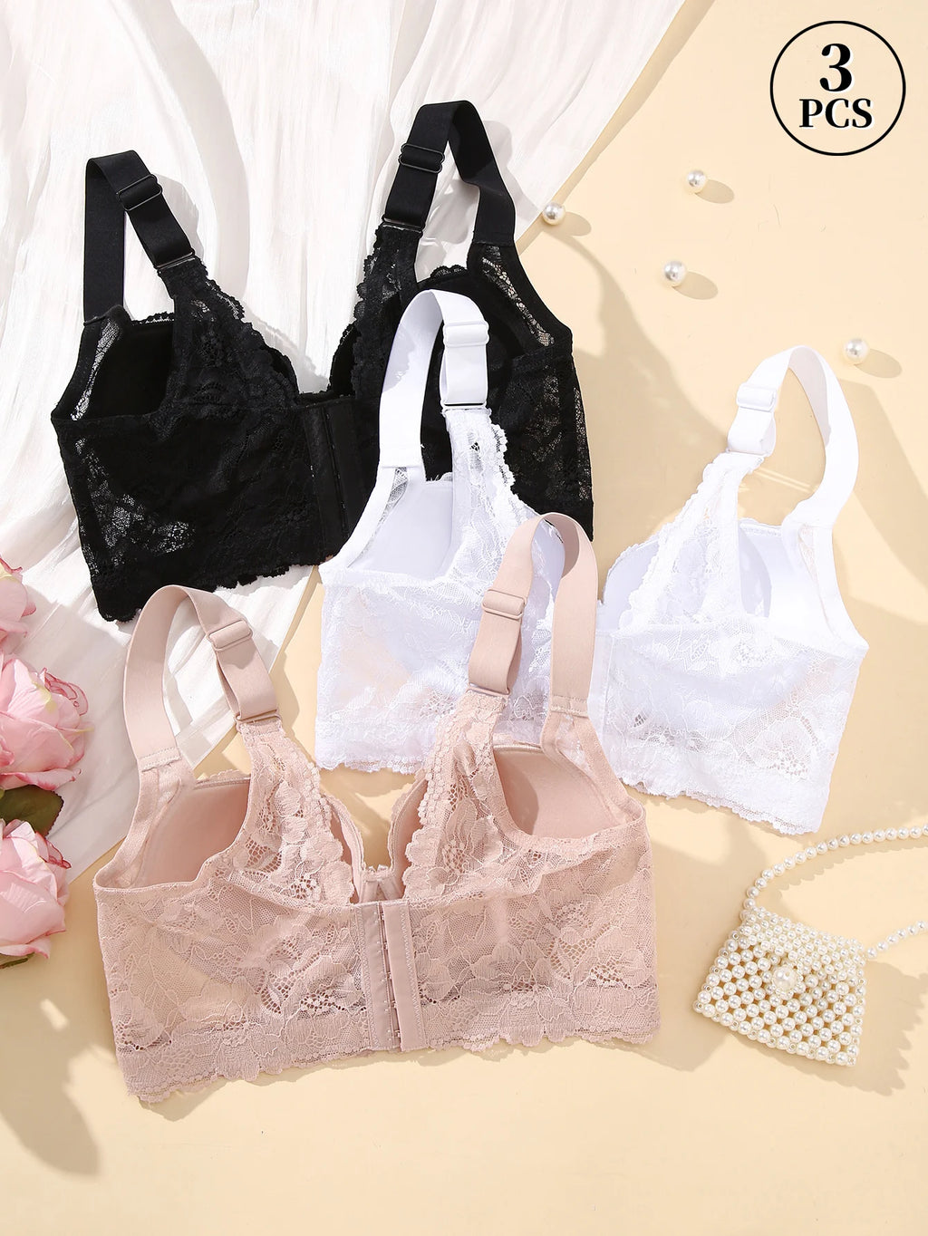 Women's Underwire Push-Up Bra with Side Support and Sexy Lace Detail, Comfortable Wide Straps for Year-Round Wear
