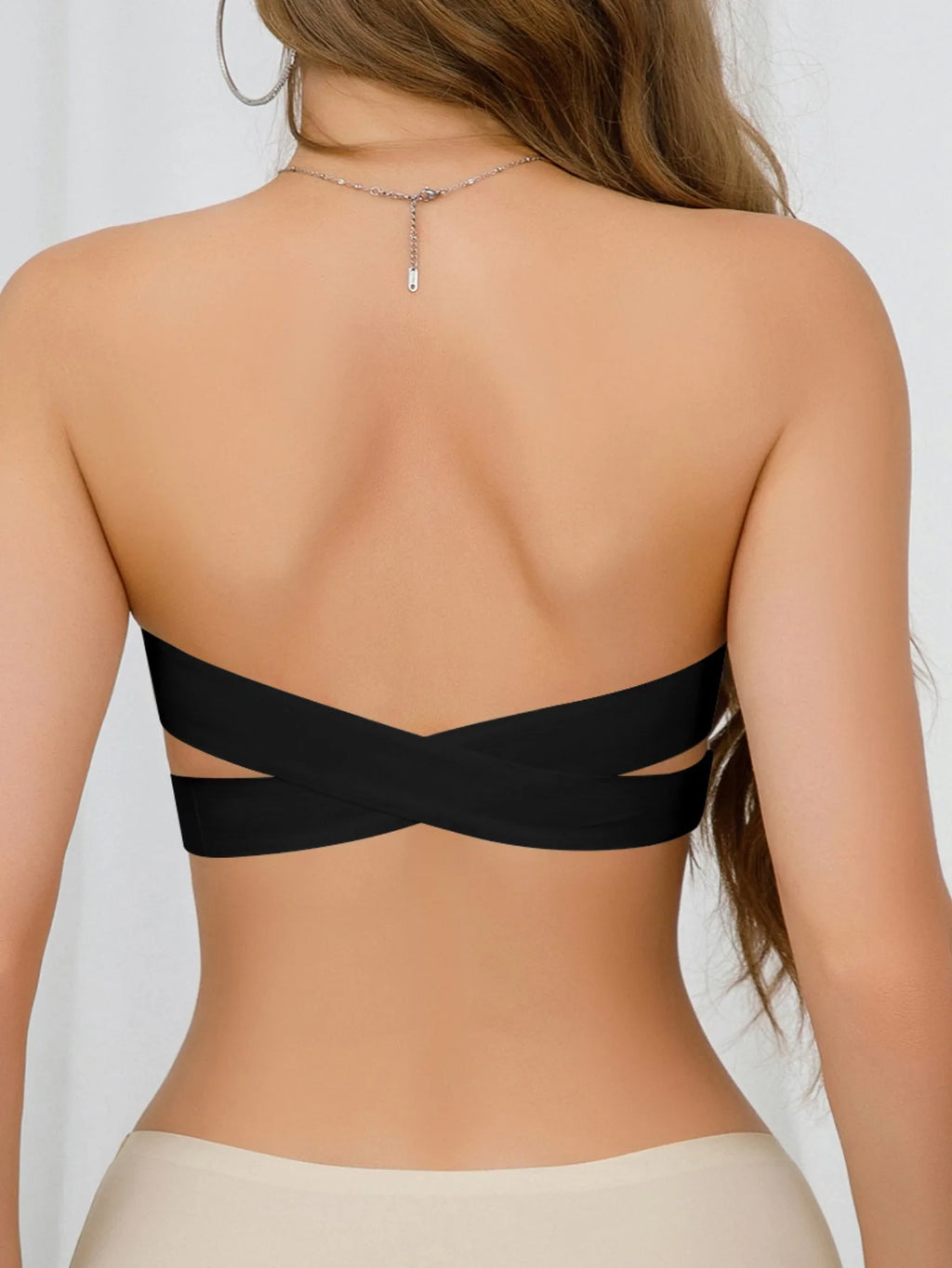 Women's Sexy Strapless Push Up Bra Removable Padded Seamless Ice Silk Top Women Invisible Beauty Back Anti-slip Off-shoulder Bra