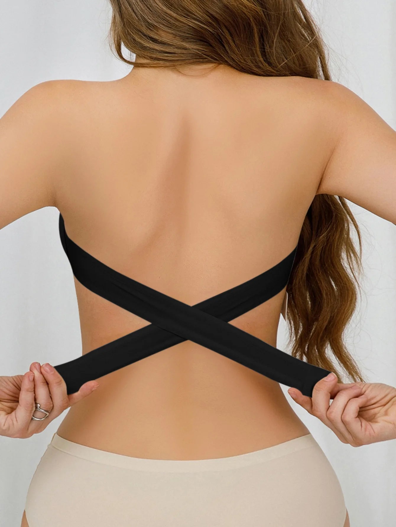Women's Sexy Strapless Push Up Bra Removable Padded Seamless Ice Silk Top Women Invisible Beauty Back Anti-slip Off-shoulder Bra