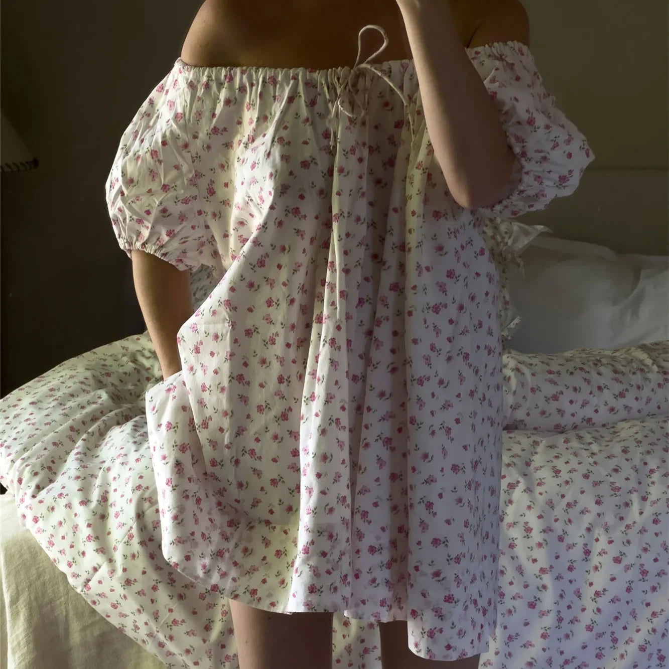 Fashion Women Short Puff Sleeve Mini Dress Y2k Gingham Babydoll Short Dress Loose Flowy Swing Shift Mini Dress Summer Vacation