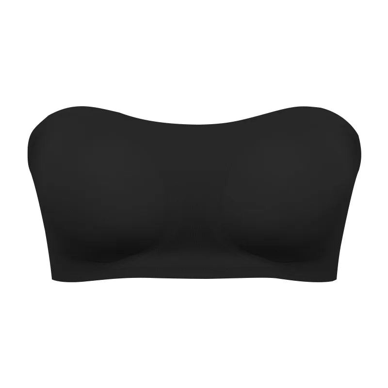 Women's Sexy Strapless Push Up Bra Removable Padded Seamless Ice Silk Top Women Invisible Beauty Back Anti-slip Off-shoulder Bra