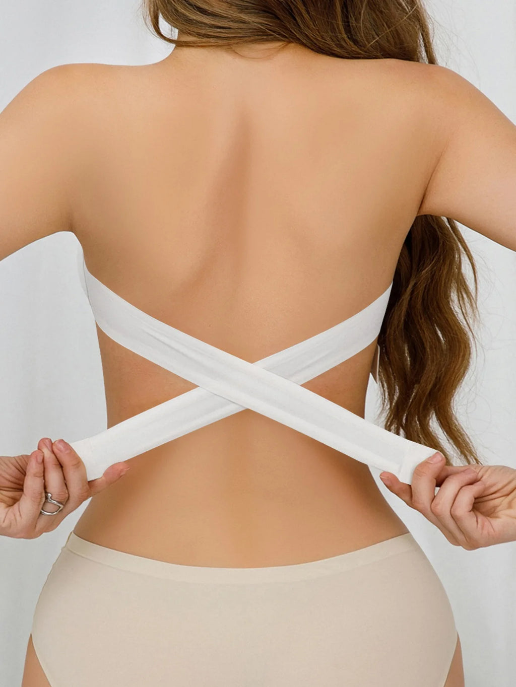 Women's Sexy Strapless Push Up Bra Removable Padded Seamless Ice Silk Top Women Invisible Beauty Back Anti-slip Off-shoulder Bra