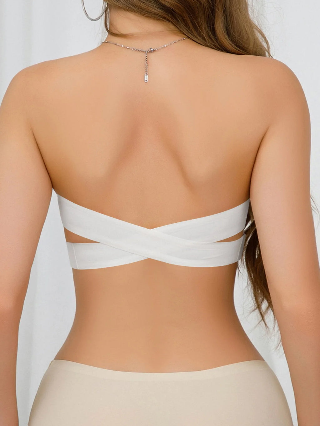 Women's Sexy Strapless Push Up Bra Removable Padded Seamless Ice Silk Top Women Invisible Beauty Back Anti-slip Off-shoulder Bra
