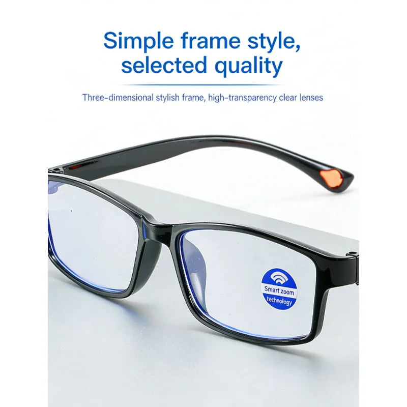 Auto-Adjusting Power Smart Reading Glasses, Ultra-Light High Definition Anti-Blue Light Eyewear for Daily Use